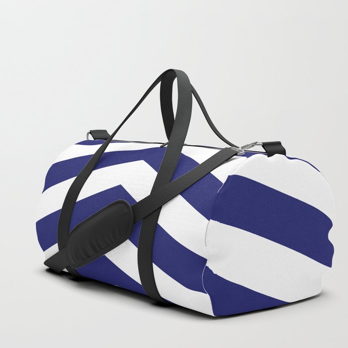Navy and White Chevron Stripes Duffle Bag