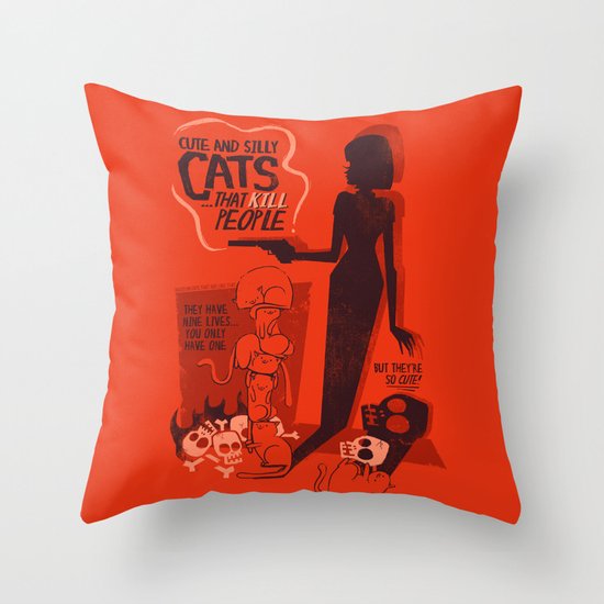 Cat Movie - orange Throw Pillow