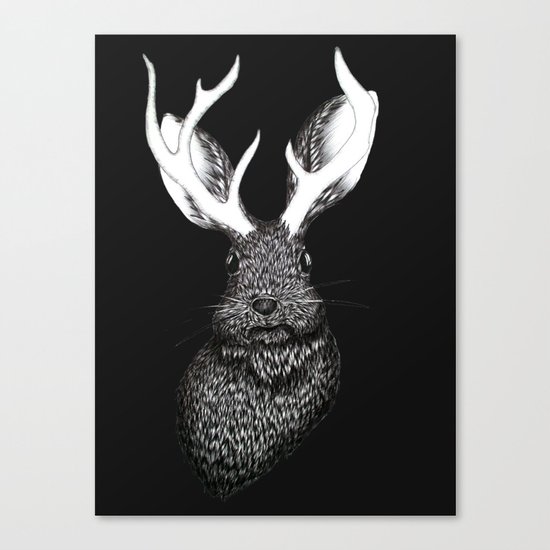The Jackalope in Black Canvas Print