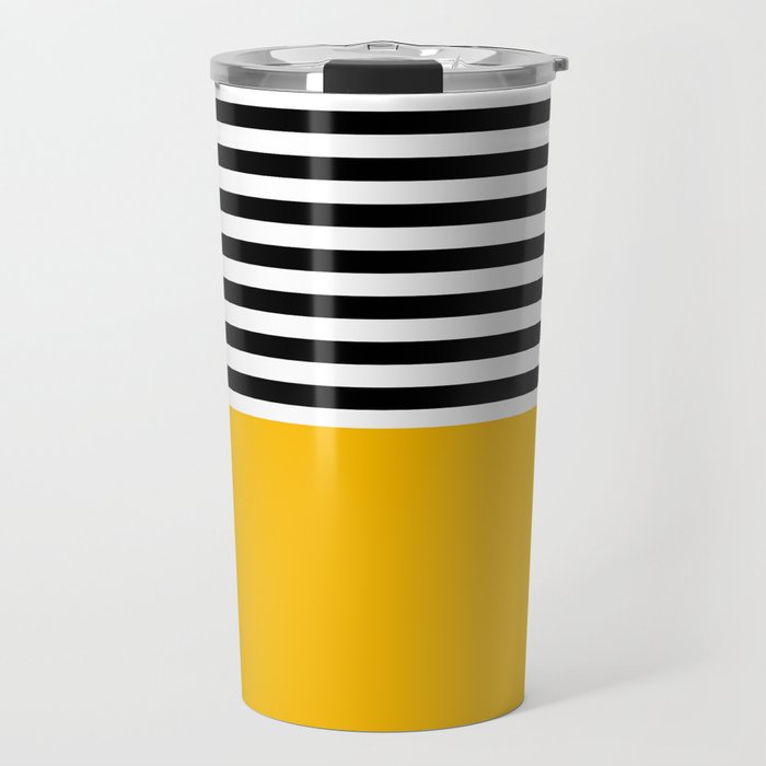 Amber With Black and White Stripes Travel Mug