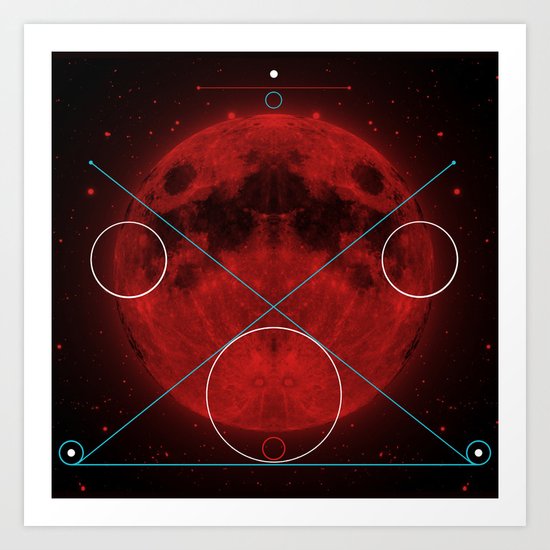 Red Moon Graphish. Art Print