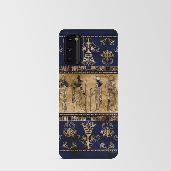 Egyptian Gods and Ornamental border - blue and gold Android Card Case