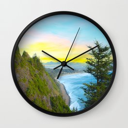 Oregon Coast Views| Sunset in the PNW | Travel Photography Wall Clock