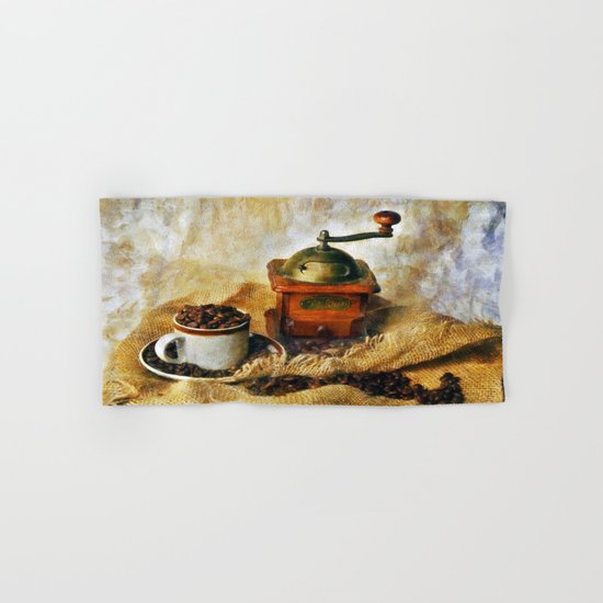 Coffee Grinder and Coffee Cup Hand & Bath Towel