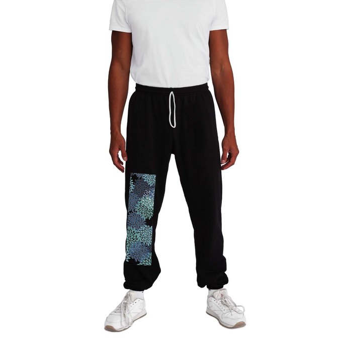 Floral Blooms, Navy, Blue and Teal Sweatpants