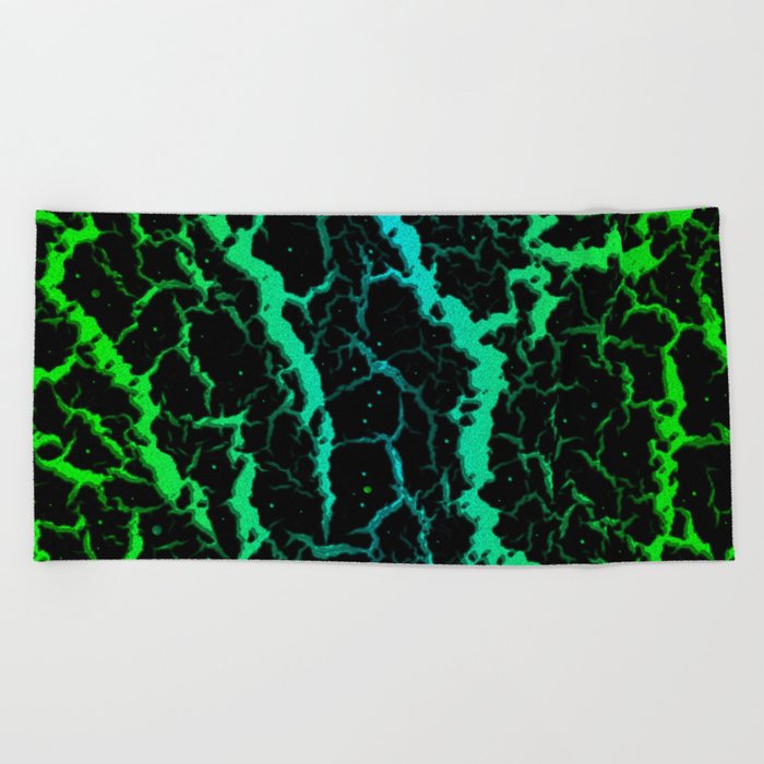 Cracked Space Lava - Green/Cyan Beach Towel
