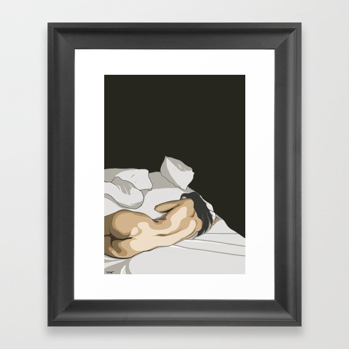 Lazy day in bed Framed Art Print