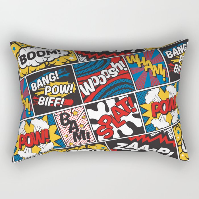 Modern Comic Book Superhero Pattern Color Colour Cartoon Lichtenstein Pop Art Rectangular Pillow