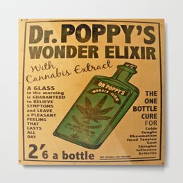 Vintage poster - Dr. Poppy's Wonder Elixir Metal Print | Hip, Extract, Painting, Colorful, Weed, Cool, Advertising, Retro, Fun, Pot 