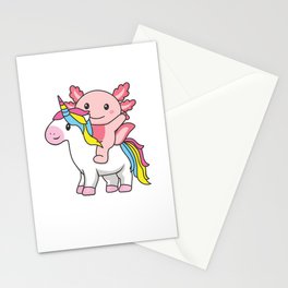 Pansexual Flag Pride Lgbtq Axolotl On Unicorn Stationery Card