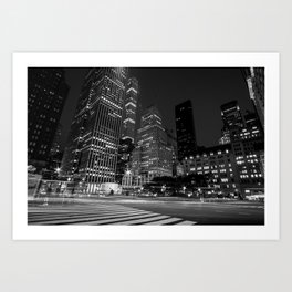 The Fifth Avenue at Night New York City 2019 Art Print | Hour, Long Exposure, Busy, Traffic, City, Nyc, Black And White, Manhattan, Rush, Light 