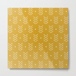 Arrow Lines Geometric Pattern 15 in old gold Metal Print