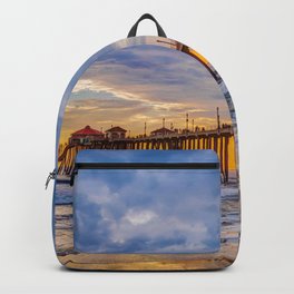 2726 Unsettled Sunset Backpack | Cloudysunset, Hb, Color, Hbpier, Photo, Huntingtonpier, Huntingtonbeach, Piersunset, Hbpiersunset 
