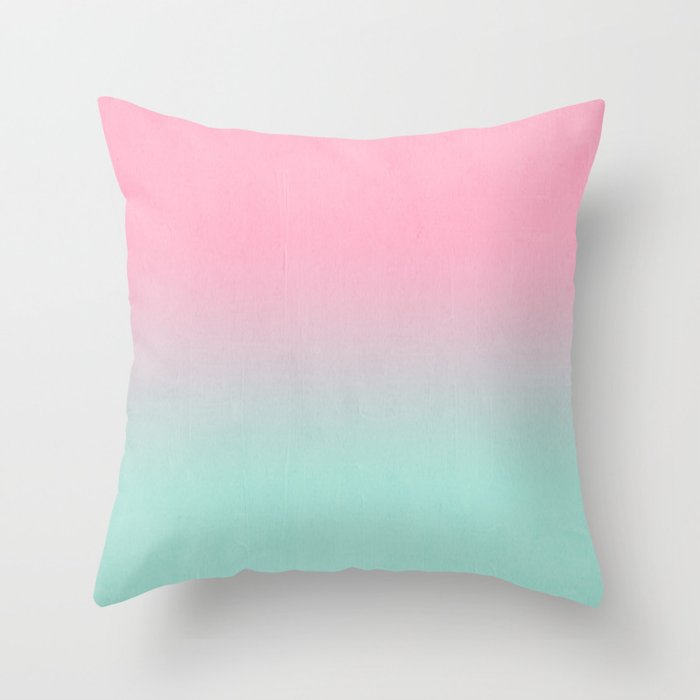Resti Abstract Minimal Painting Pastel Pink Mint Ombre Fade Trendy Decor Colorways Throw Pillow By Charlottewinter Society6