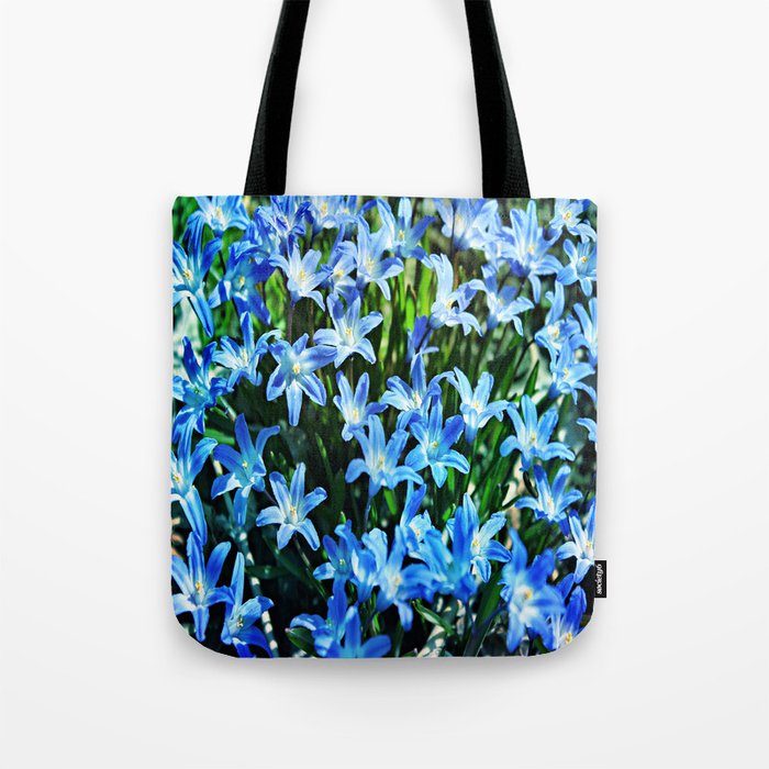Blue Glory Snow Flowers Tote Bag by Judy Palkimas | Society6