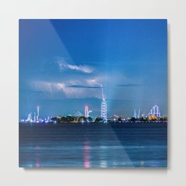 Lightning Storm Above Cedar Point Amusement Park Sandusky Ohio Metal Print | Lightning, Erie, Gift, Storm, Rides, Lake, Cedarfair, Xmas, Cedarpoint, Water 