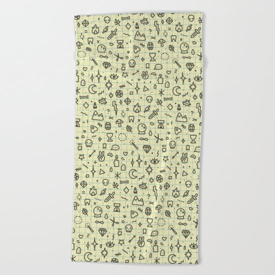 Doodles Pattern Beach Towel