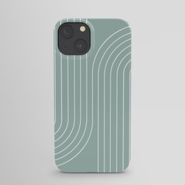 Minimal Line Curvature VII Sage Green Mid Century Modern Arch Abstract iPhone Case