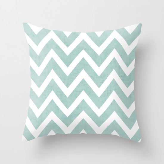 robins egg blue chevron Throw Pillow