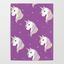 Purple Unicorn Pattern Poster