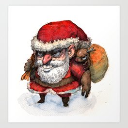 Santa and Rudolph Art Print