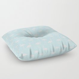 White flamingo silhouettes seamless pattern on baby blue background Floor Pillow