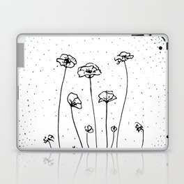 Abstract minimal black and white flowers Laptop Skin