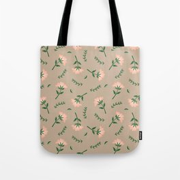 Tan Floral Pattern Tote Bag