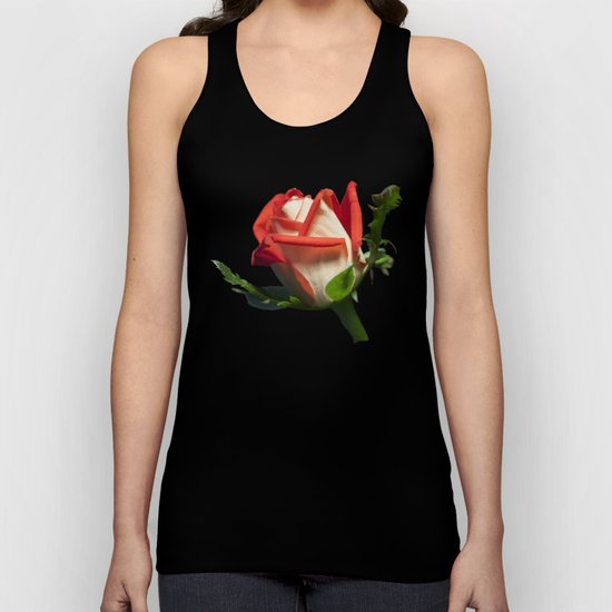 Red and White Rose Bud Unisex Tank Top