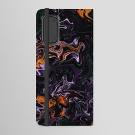 Dark purple and orange squiggles abstract art Android Wallet Case