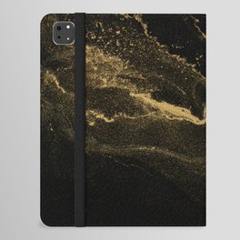 Gold on Black Marble Texture iPad Folio Case