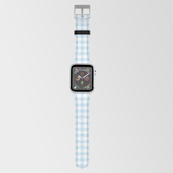 Gingham Light Blue - White Apple Watch Band