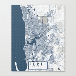 Perth City Map of Australia - Coastal Canvas Print