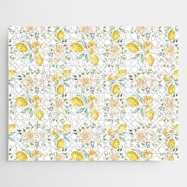 Lemons and White Flowers Pattern  Jigsaw Puzzle