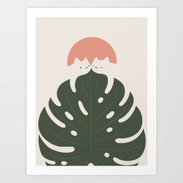 Cat and Plant 37 Art Print