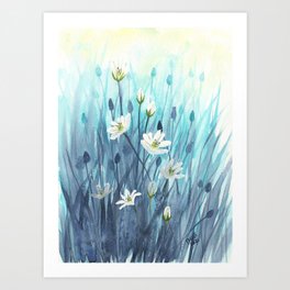 Soft White Wildflowers 2 Art Print