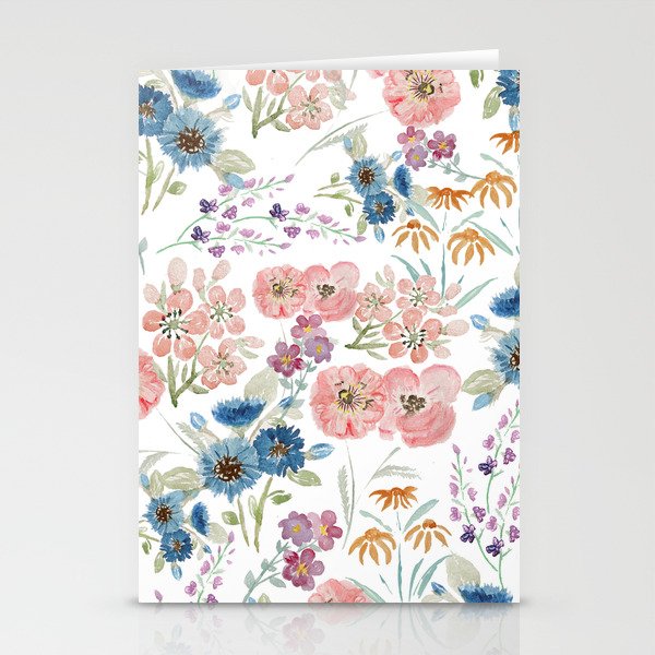Watercolor field floral hand paint Stationery Cards
