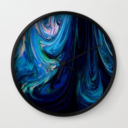 Melancholic Blue Diffraction Pattern Wall Clock