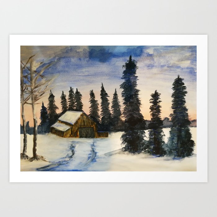 In The Midst Of Winter Bob Ross Reproduction Watercolour