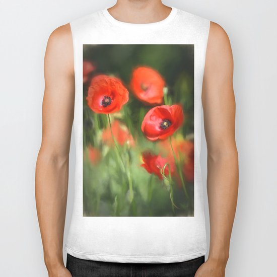Warmth- Floral Flower Poppies in love- Poppy flowers #Society6 Biker Tank