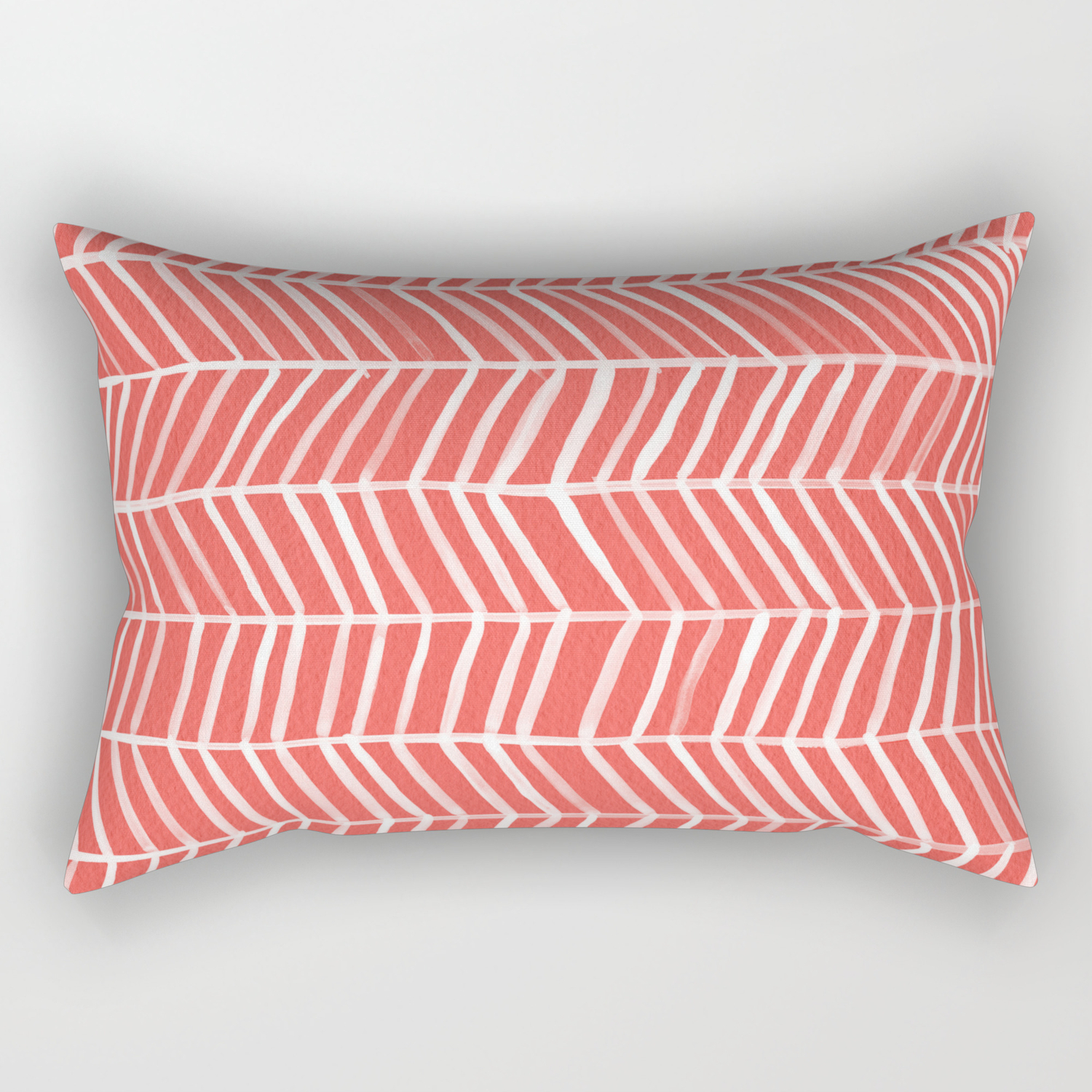 Society6 Living Coral Herringbone by Simple Luxe on Rectangular Pillow X-Large 28 x 20