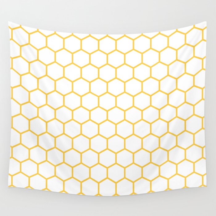 Honeycomb (Light Orange & White Pattern) Wall Tapestry