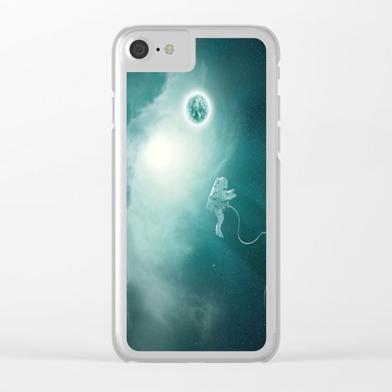 Astronaut Cast Away in Space Clear iPhone Case