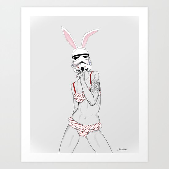 Follow the white rabbit Art Print