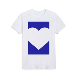 Heart (White & Navy Blue) Kids T Shirt
