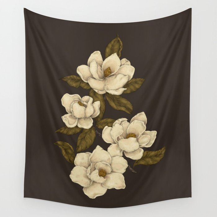 Magnolias Wandbehang | Gemälde, Digital, Other, Illustration, Vintage, Natur, Botanisch, Magnolia, Magnolias, Blume
