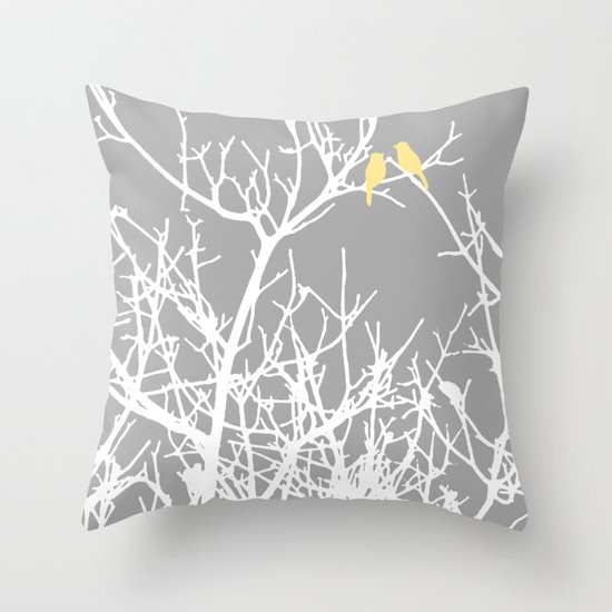 Bird on a Branch IX Throw Pillow