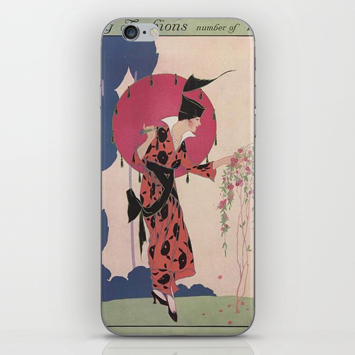 Chinoiserie Woman with Umbrella - Vintage Fashion Magazine Cover - June 1914 iPhone Skin