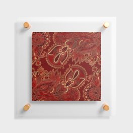 Paisley Floral  Ornament Ruby red and gold Floating Acrylic Print