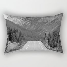 Mountain, Snow Mountain, Mountain Landscape, Open Road, Black and White Rectangular Pillow